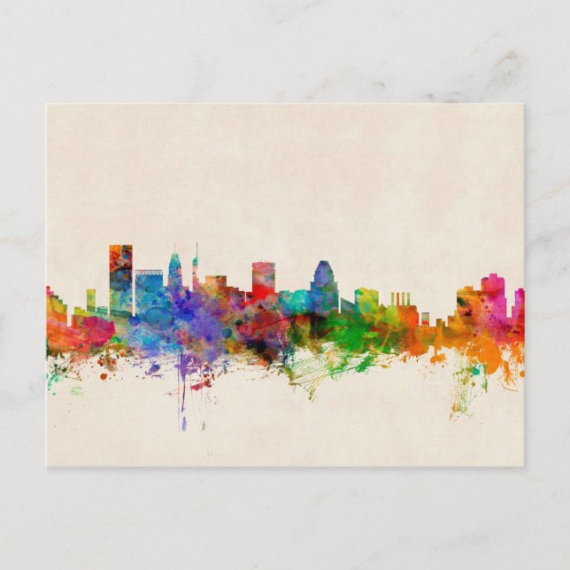 Baltimore Maryland Skyline Cityscape Postcard (Front)
