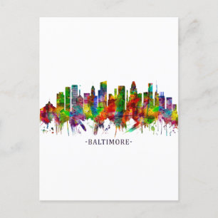 Baltimore Maryland Skyline Holiday Postcard
