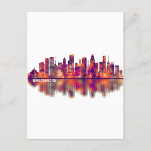 Baltimore Maryland Skyline Holiday Postcard