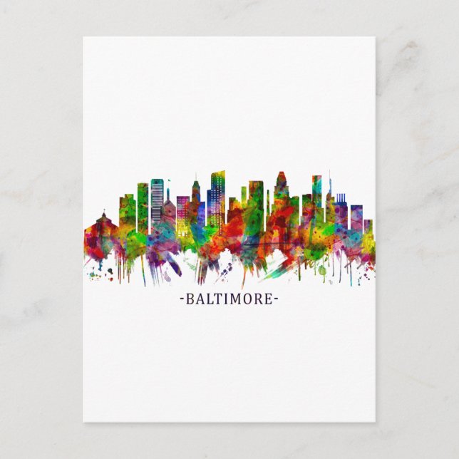 Baltimore Maryland Skyline Invitation Postcard (Front)