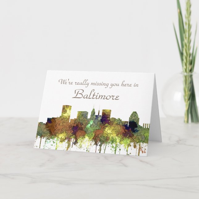 Baltimore Maryland Skyline  Safari Buff Holiday Card (Front)