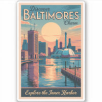 Baltimore Maryland Skyline Travel Art Vintage