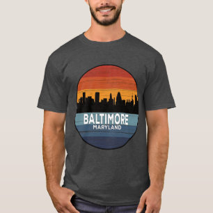 Baltimore Maryland Skyline Vintage Sunset T-Shirt