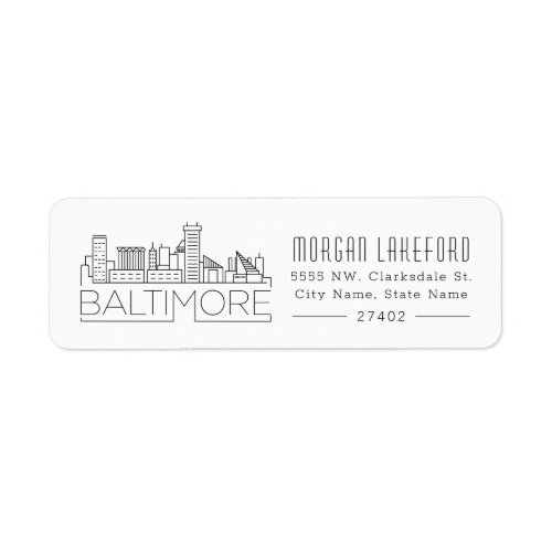 Baltimore Maryland Stylized Skyline  Label