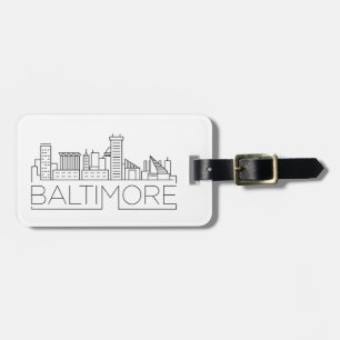 Baltimore, Maryland Stylized Skyline Luggage Tag