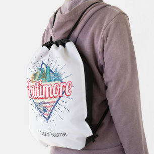 Baltimore Maryland United States Skyline Vintage Drawstring Bag
