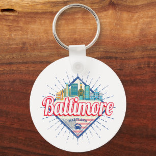 Baltimore Maryland United States Skyline Vintage Keychain