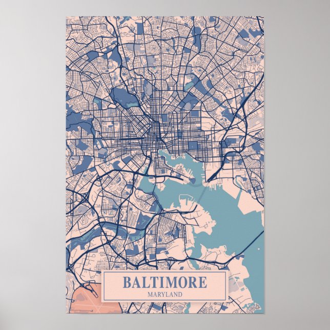 Baltimore Maryland USA Breezy City Map Travel Poster (Front)