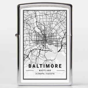 Baltimore Maryland USA City Travel City Map Zippo Lighter