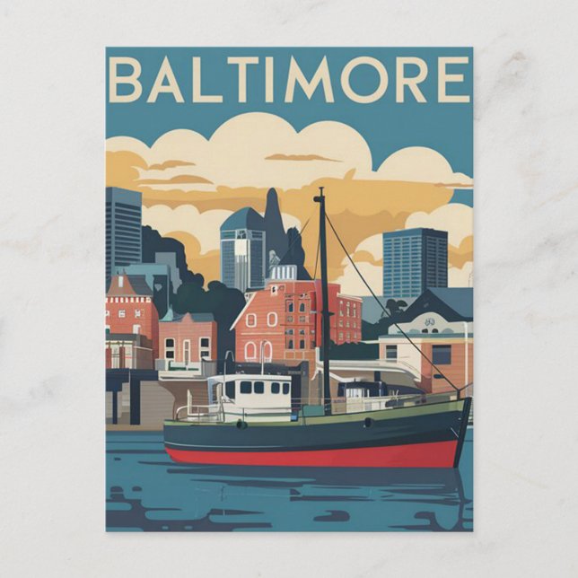 Baltimore, Maryland, USA Illustration Postcard (Front)