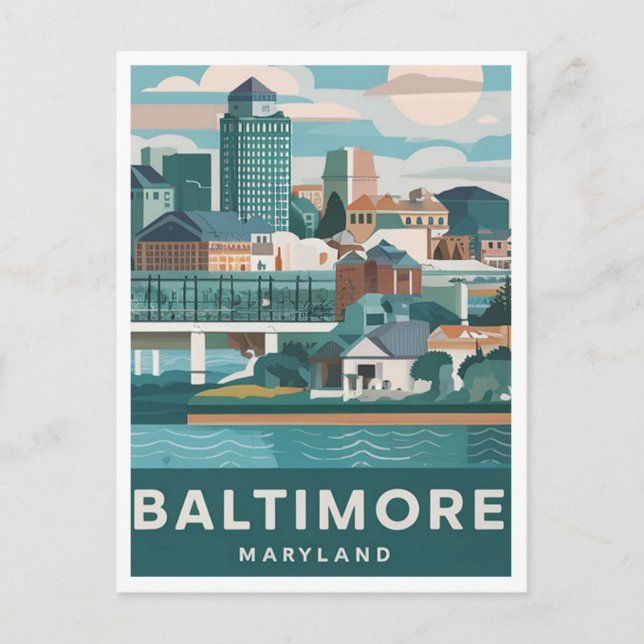 Baltimore, Maryland, USA Illustration Postcard (Front)