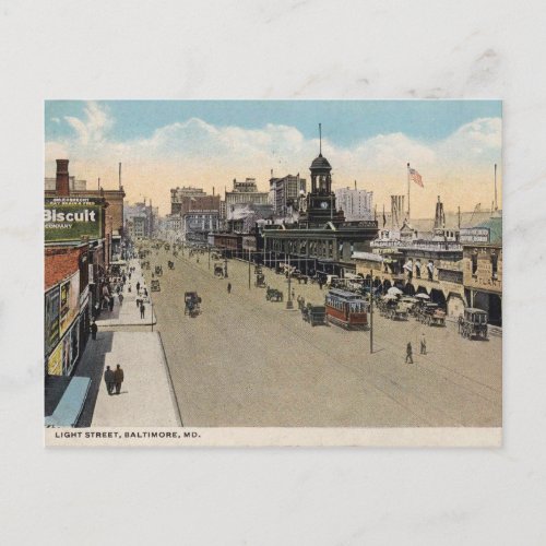 Baltimore Maryland View of Light St Vintage Postcard
