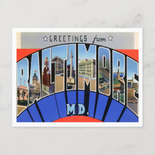 Baltimore, Maryland Vintage Big Letters Postcard