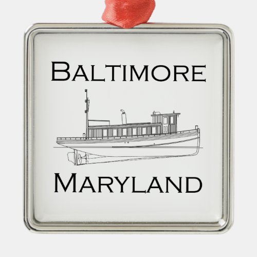 Baltimore Maryland Vintage Tugboat Metal Ornament