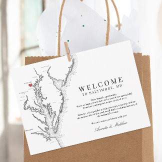 Baltimore Maryland Wedding Welcome Itinerary Thank You Card