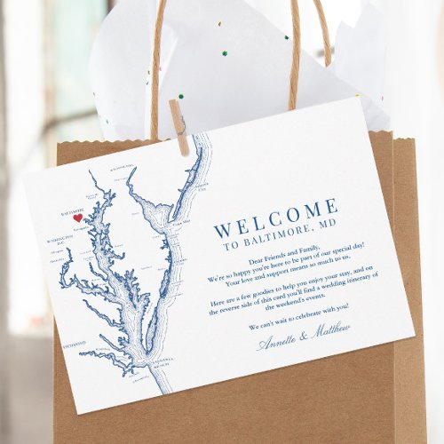 Baltimore Maryland Wedding Welcome Itinerary Thank You Card