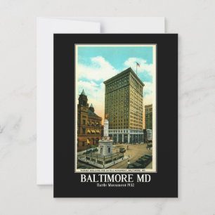 Baltimore MD, Battle Monument 1932 Vintage Inspire Postcard