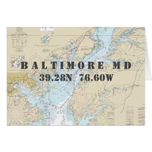 Baltimore MD Chesapeake Nautical Navigation Chart Cards (Front Horizontal)