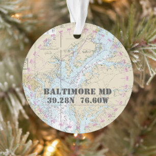Baltimore MD Commemorative Nautical 2-Sided Ornament