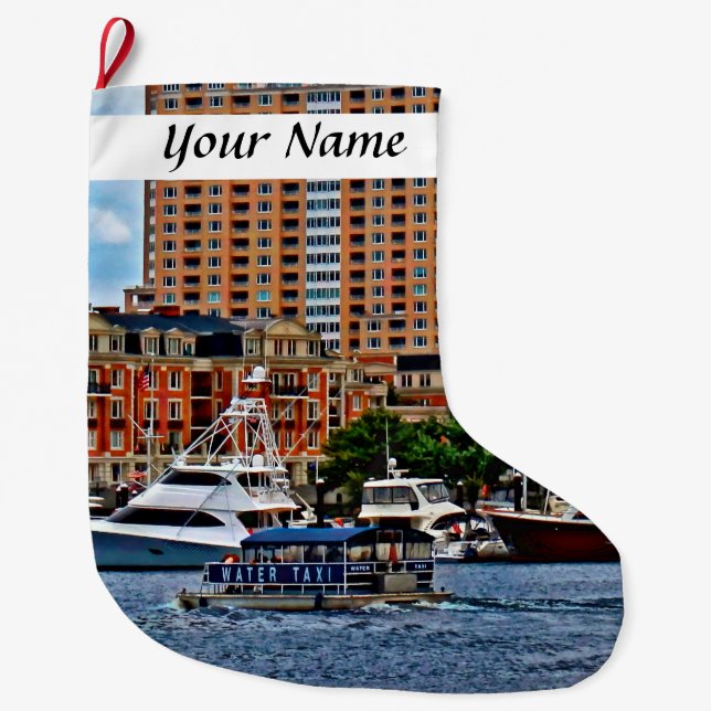 Baltimore MD - Inner Harbor Water Taxi Large Christmas Stocking (Front)