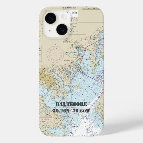 Baltimore MD Latitude Longitude Boaters Nautical Case_Mate iPhone 14 Case