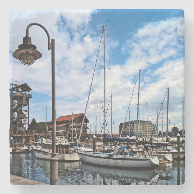 Baltimore MD - Marina Near Fells Point Stone Coaster (Front)