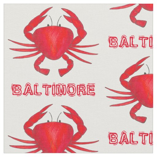 Baltimore MD Maryland Red Crab Crabs Seafood Fabric