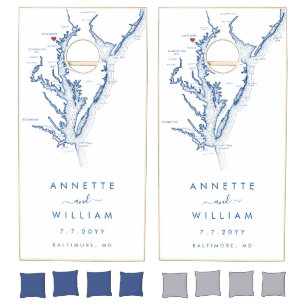 Baltimore MD Modern Minimalist Elegant Wedding Cornhole Set