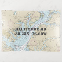 Baltimore MD Nautical Chart Latitude Longitude Trinket Tray