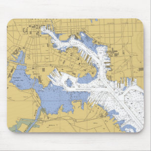 Baltimore, MD Nautical Harbor Chart Mousepad