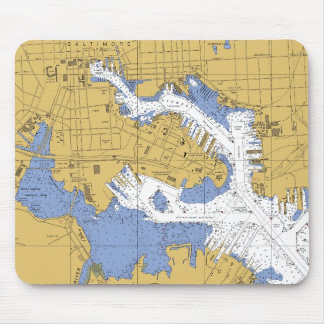 Baltimore MD Nautical Harbor Chart mousepad (Front)