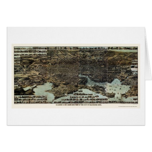 Baltimore, MD Panoramic Map - 1870 Cards (Front Horizontal)