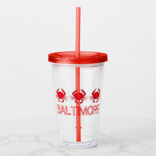 BALTIMORE MD Red Maryland Hardshell Crab Feast Acrylic Tumbler
