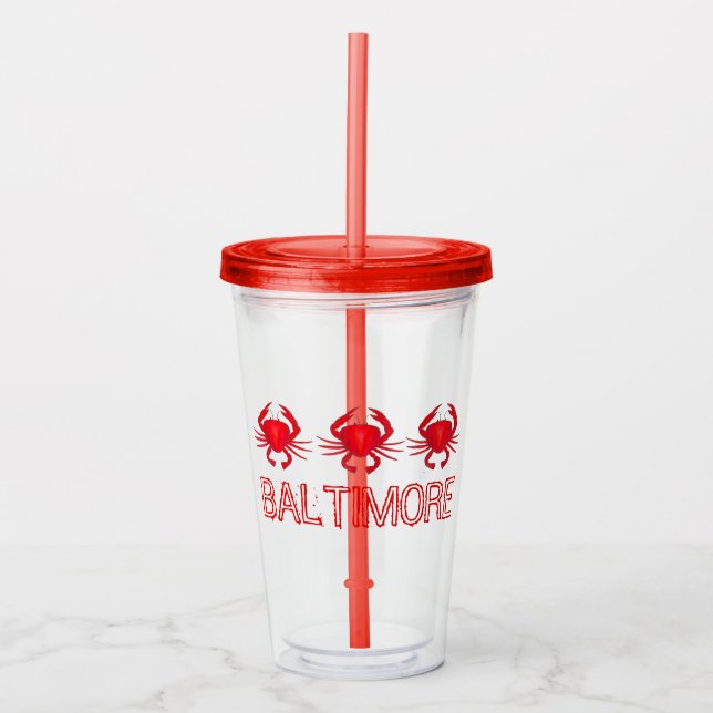 BALTIMORE MD Red Maryland Hardshell Crab Feast Acrylic Tumbler (Front)