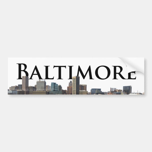 Baltimore MD Skyline with Baltimore in the Sky Bumper Sticker (Front)
