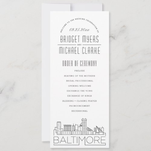 Baltimore  Modern Deco Wedding Program
