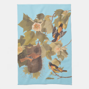 Baltimore Oriole Audubon Bird Family with Nest Kitchen Towel