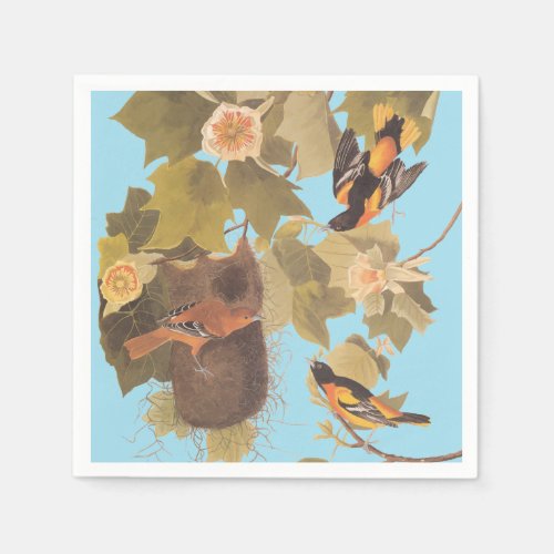 Baltimore Oriole Audubon Bird Family with Nest Napkins