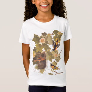 Baltimore Oriole Audubon Bird Family with Nest T-Shirt