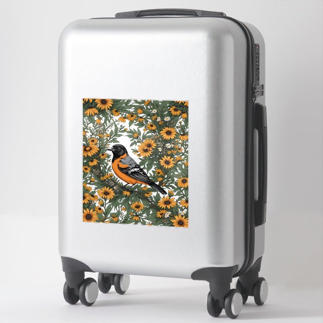 Baltimore Oriole Bird And Black Eyed Susan Flowers Sticker (Suitcase)