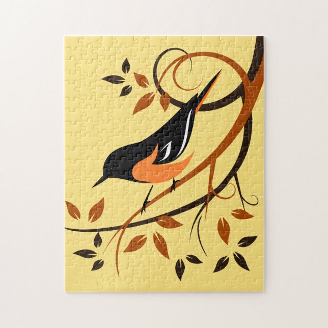 Baltimore Oriole Bird On Branch Jigsaw Puzzle (Vertical)