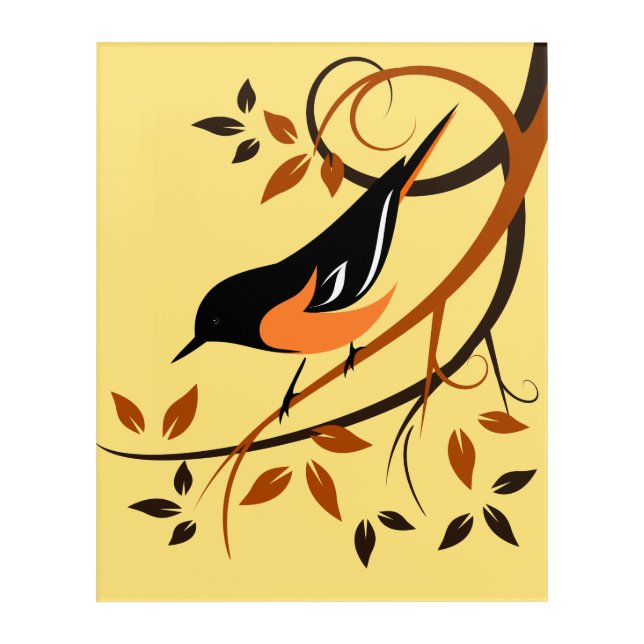 Baltimore Oriole In Tree Branch Acrylic Print (Front)
