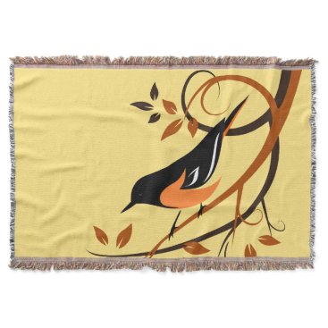 Baltimore Oriole In Tree Branch Throw Blanket