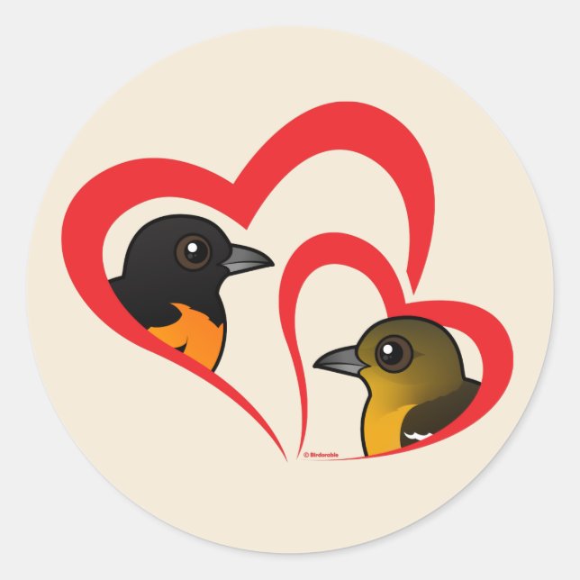 Baltimore Oriole Love Classic Round Sticker (Front)