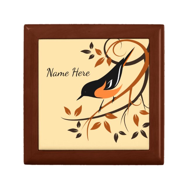Baltimore Oriole Personalized Keepsake Box (Front)
