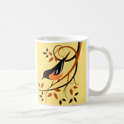 Baltimore Oriole Stylized Bird Design Coffee Mug