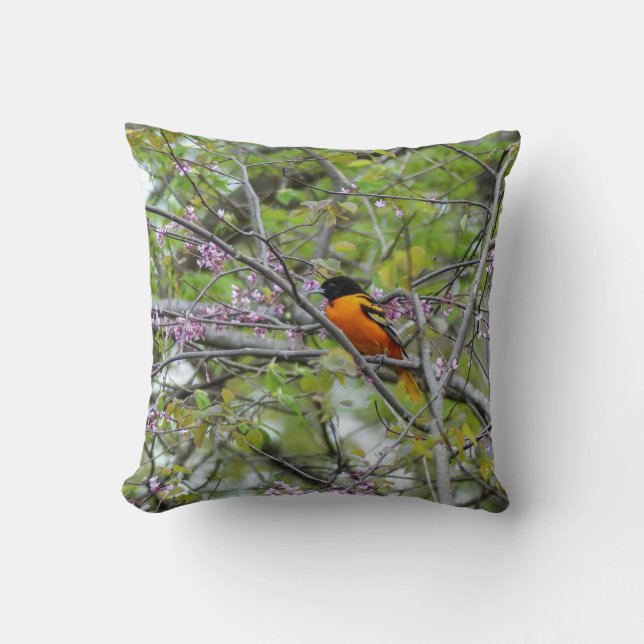 Baltimore Oriole Throw Pillow (Front)