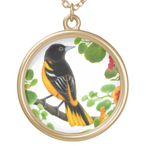 Baltimore Oriole Wild Bird Necklace