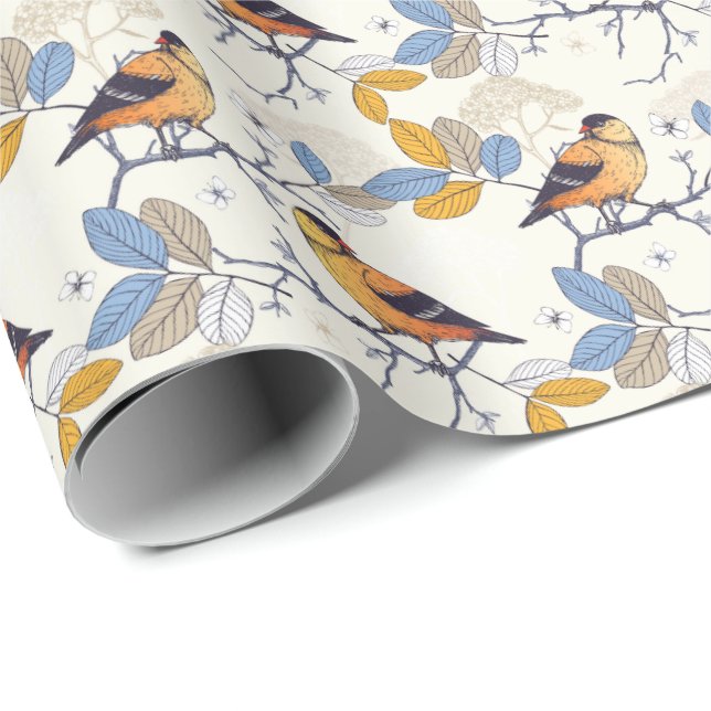 Baltimore Orioles on branches Wrapping Paper (Roll Corner)