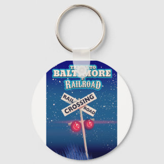 Baltimore Railroad crossing travel poster. Keychain